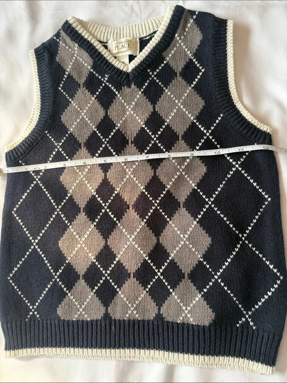 The Children's Place Navy and Gray Argyle V-Neck Sweater Vest